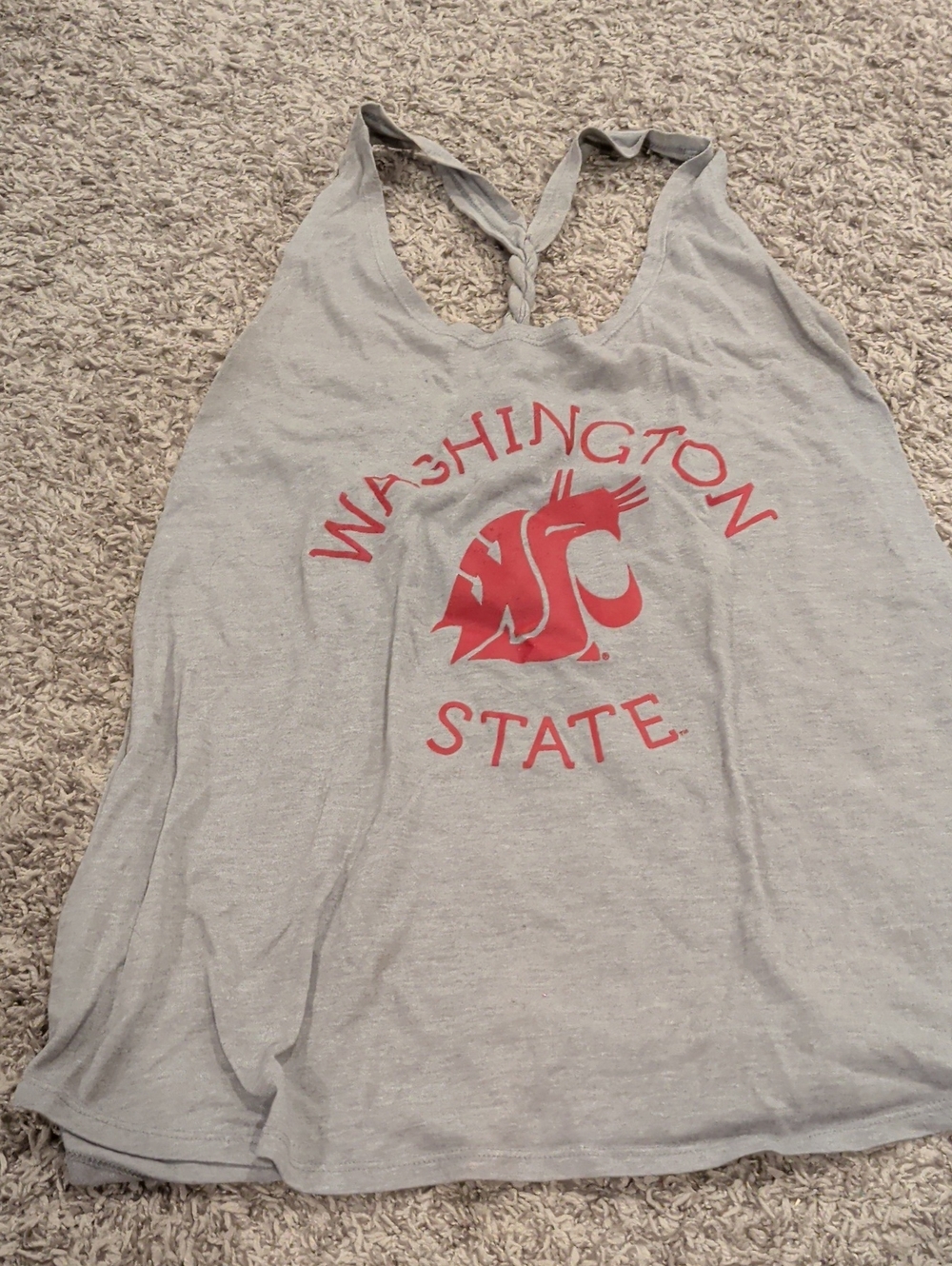 LG Gray Halter Tank with Red Washington State Logo